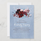 Burgundy and Dusty Blue Floral Bridal Shower Invitation (Front)