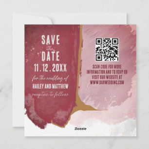 Burgundy and Dusty pink Watercolor Save the Date Holiday Card