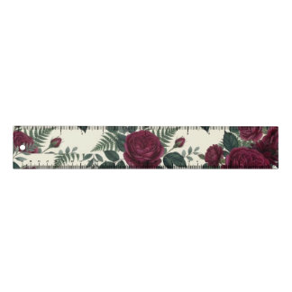 Burgundy and Forest Green Floral Ruler