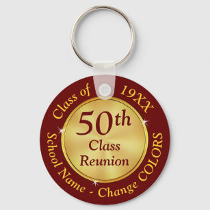 Burgundy and Gold, 50th Class Reunion Favors,  Keychain