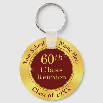 Burgundy And Gold  60th Class Reunion Favors Keychain by LittleLindaPinda at Zazzle