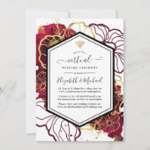 Burgundy and Gold Abstract Floral Virtual Wedding Invitation (Front)