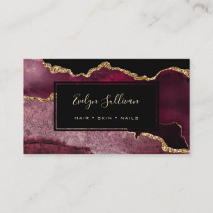burgundy and gold agate business card