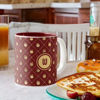Burgundy and Gold Apple Pattern