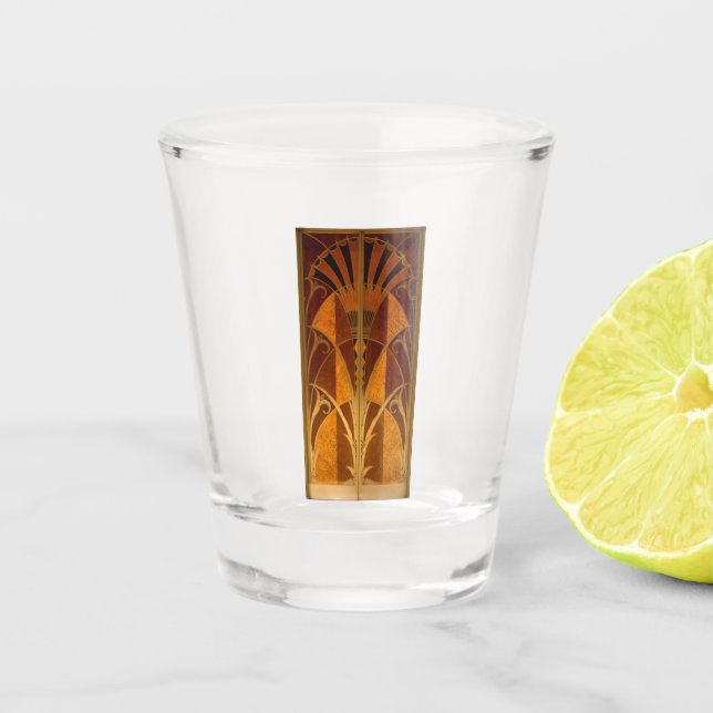 Burgundy and Gold Art Deco Shot Glass (Front)