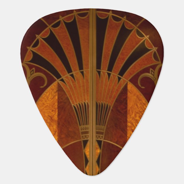 Burgundy and Gold Art Deco Standard Guitar Pick (Front)