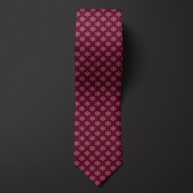 Burgundy and Gold Atom Pattern Neck Tie (Creator Uploaded)