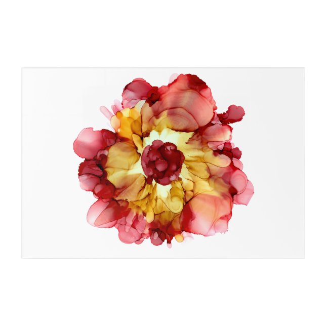 Burgundy and gold camellia--customizable-- acrylic print (Front)
