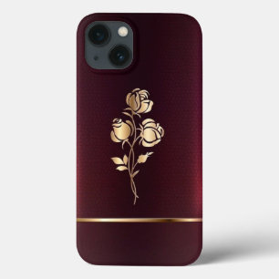 Burgundy and Gold iPhone 13 Case