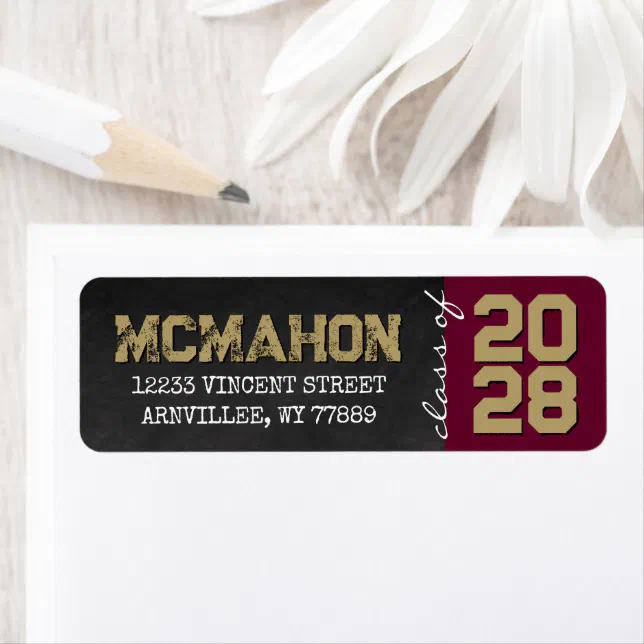 Graduation Musicaddress Labels Burgundy and Gold Chalkboard Graduation Address Label | Zazzle