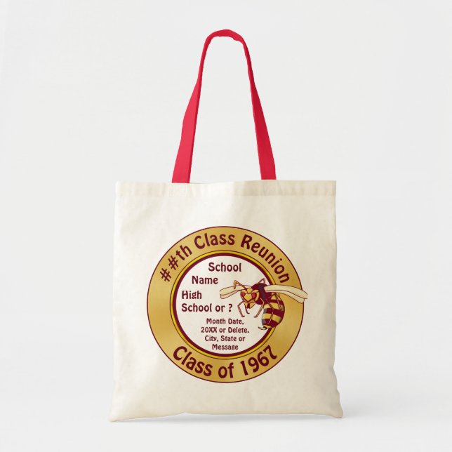Burgundy and Gold Class Reunion Gift Ideas, Totes (Front)
