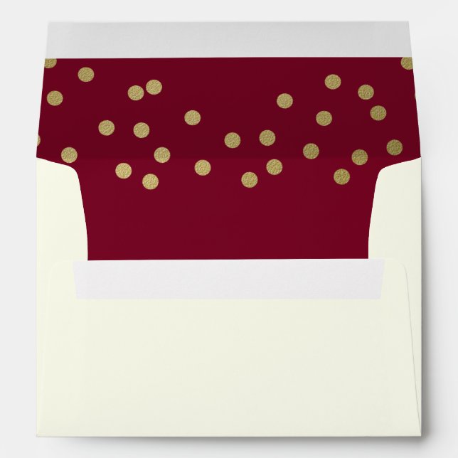 Burgundy and Gold Confetti Dots Envelope (Back (Bottom))