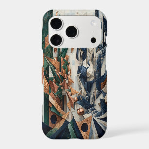Burgundy and Gold Cubist Guitar Player iPhone 17 Pro Case