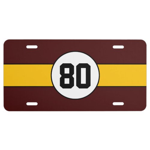 Burgundy and Gold Custom Car License Plate