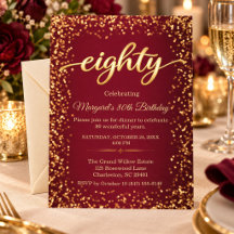 Burgundy and Gold Eighty Birthday Party