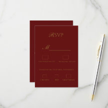 Burgundy and Gold Elegant RSVP Card