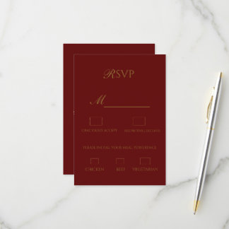 Burgundy and Gold Elegant RSVP Card