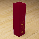 Burgundy and Gold Elegant Typography Wine Box<br><div class="desc">Customizable to your specifics.</div>