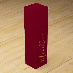 Burgundy and Gold Elegant Typography Wine Box