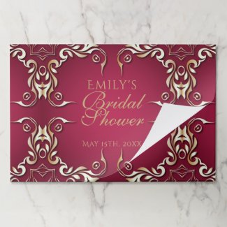 Burgundy And Gold Elegant Vintage Bridal Shower  Paper Pad