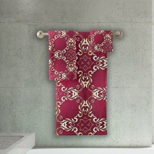 Burgundy and hotsell gold bath towels