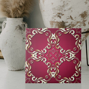 Burgundy And Gold Elegant Vintage Classic Royal Ceramic Tile