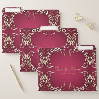 Burgundy And Gold Elegant Vintage Classic Royal File Folder
