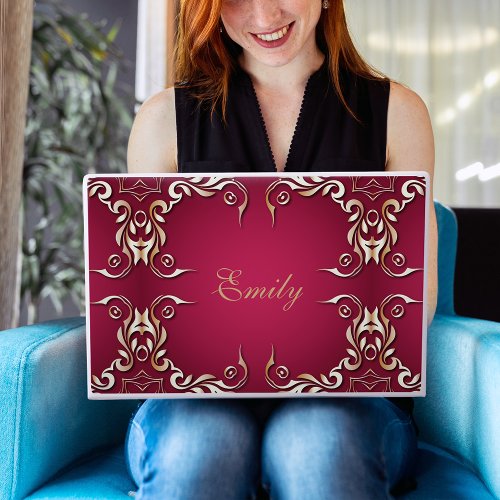 Burgundy And Gold Elegant Vintage Classic Royal HP Laptop Skin