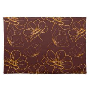 Burgundy and Gold Floral Cloth Placemat