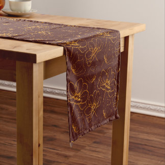 Burgundy and Gold Floral Short Table Runner
