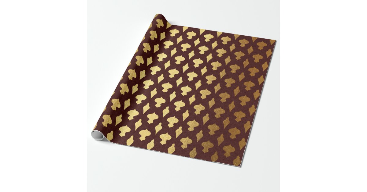 Burgundy and Gold foil Christmas Wrapping Paper | Zazzle