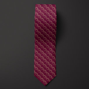 Burgundy and Gold Football Neck Tie