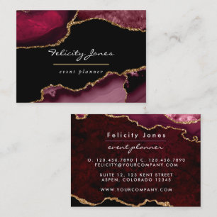 Burgundy and Gold Geode Agate Stone Business Card