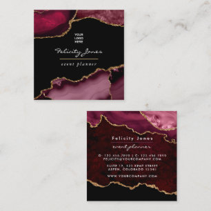 Burgundy and Gold Geode Agate Stone Business Card