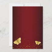 Burgundy And Gold Glitter Butterfly Quinceanera Invitation (Back)