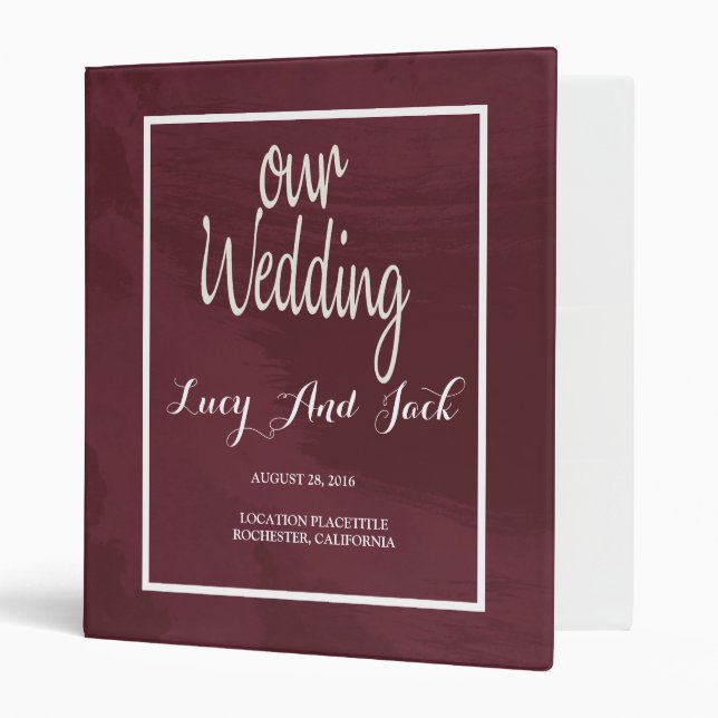 Burgundy and Gold Glitter Pocket 3 Ring Binder (Front/Inside)