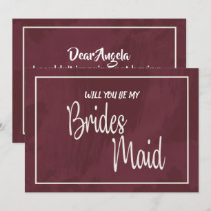 Burgundy and Gold Glitter Pocket Bridesmaid Invitation
