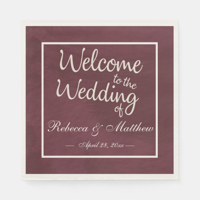 Burgundy and Gold Glitter Pocket Napkins (Front)