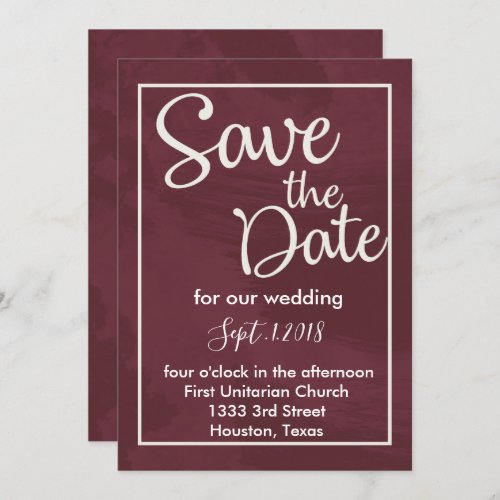 Burgundy and Gold Glitter Pocket save the date Invitation