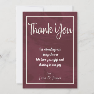 Burgundy and Gold Glitter Pocket thank you card