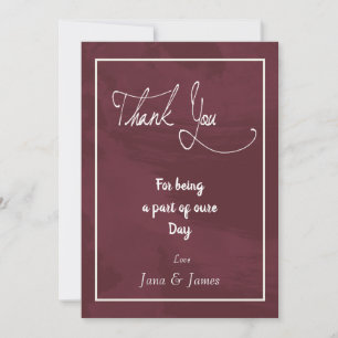 Burgundy and Gold Glitter Pocket thank you card