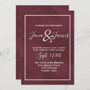 Burgundy and Gold Glitter Pocket wedding Invitation