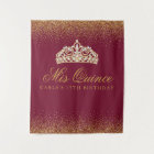 Burgundy and Gold Glitter Quinceanera