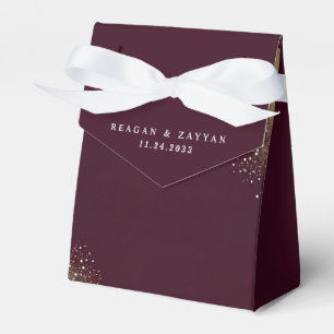 Burgundy And Gold Glitter Wedding Favor Boxes