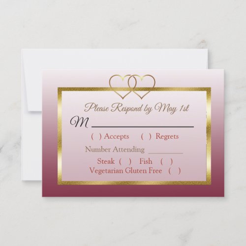 Burgundy and Gold Gradient Wedding RSVP card
