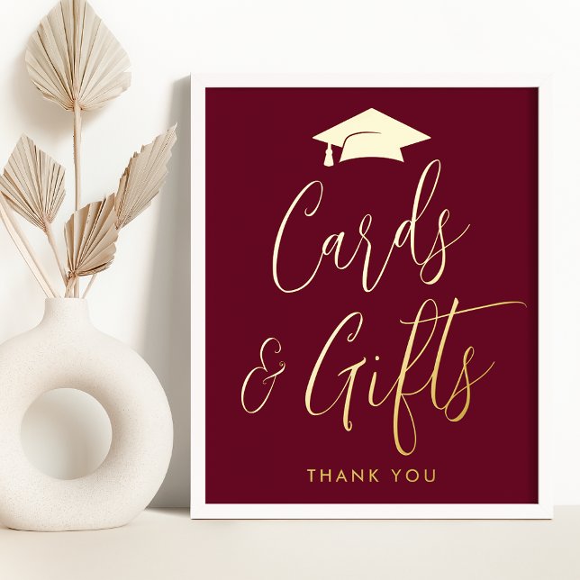 Burgundy and Gold Graduation Cards and Gifts Foil Prints (Creator Uploaded)