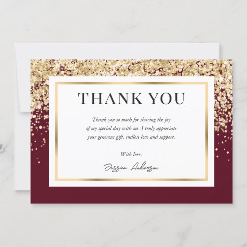 Burgundy and Gold Graduation Thank You Card