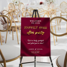 Burgundy and Gold Happily Ever After Party Wedding