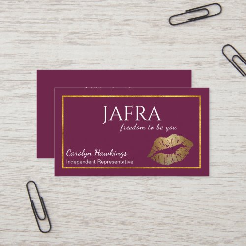 Burgundy and Gold Independent Rep Jafra Business Card