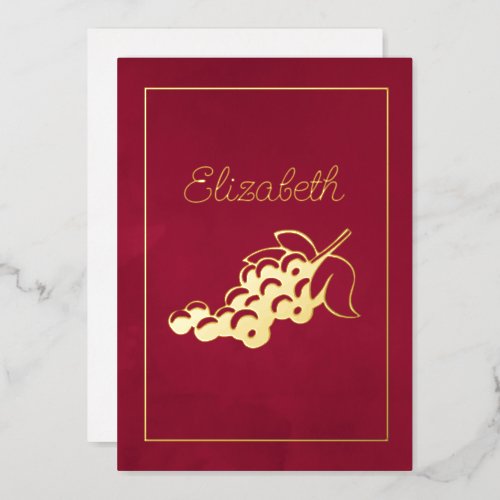 Burgundy and Gold Italian Wine Bridal Shower Foil  Foil Invitation